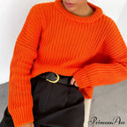 Candy Color Crewneck Pullover Modern Sweater - Light Blue image 2