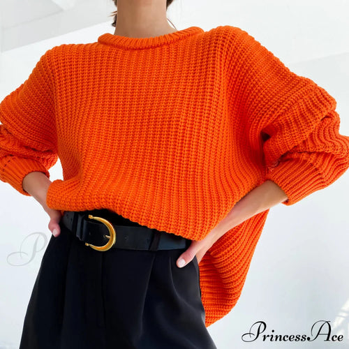 Candy Color Crewneck Pullover Modern Sweater - Light Blue image 1