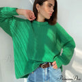 Candy Color Crewneck Trendy Pullover Sweater - Beige image 1