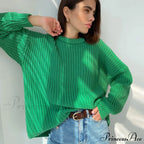 Candy Color Crewneck Trendy Pullover Sweater - Beige image 1