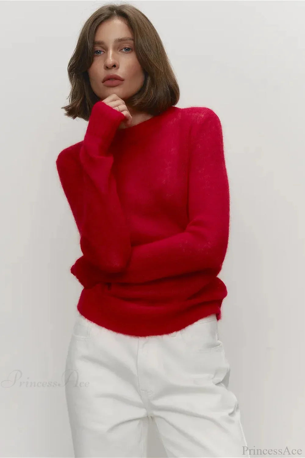 Candy Color Sheer Crew Neck Knit Sweater image 5