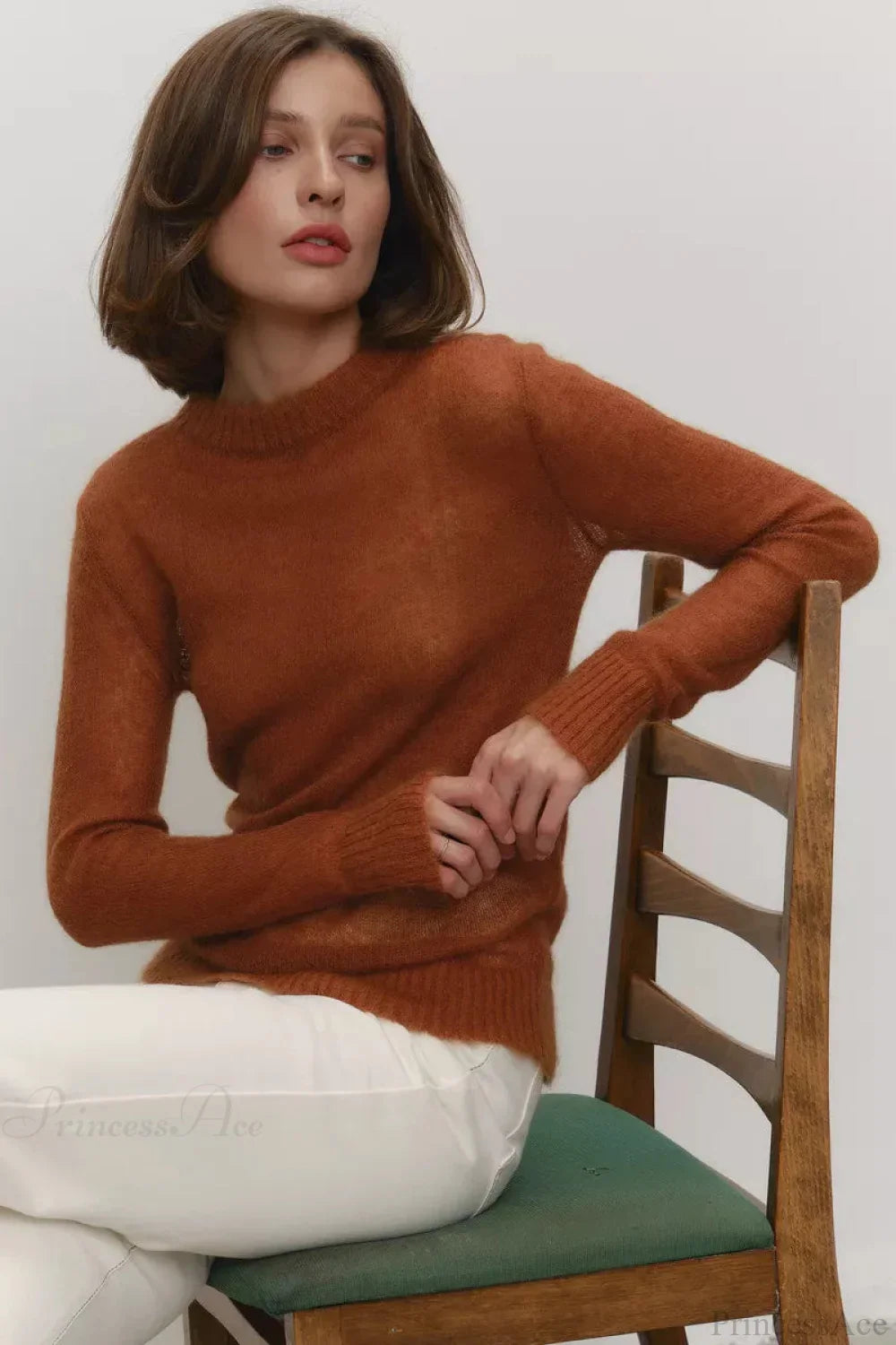 Candy Color Sheer Crew Neck Knit Sweater image 9
