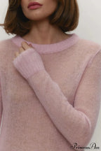 Candy Pastels Sheer Crew Neck Lightweight Knit Top image 9