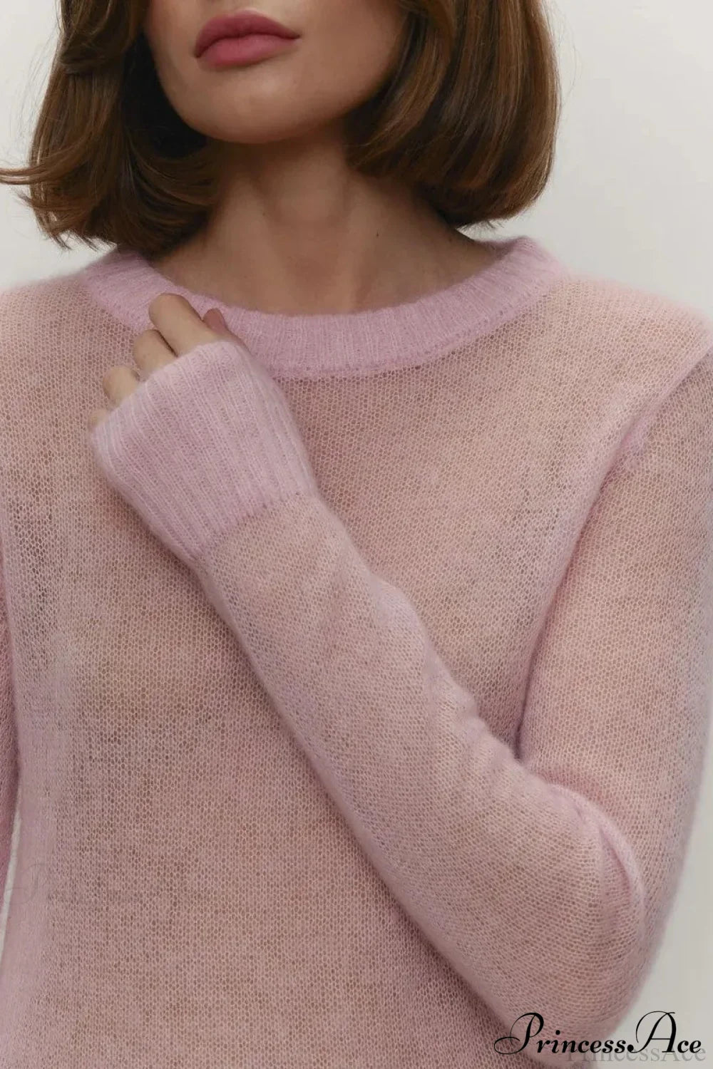 Candy Pastels Sheer Crew Neck Lightweight Knit Top image 9