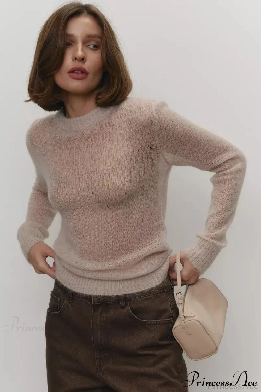 Candy Pastels Sheer Crew Neck Lightweight Knit Top image 15