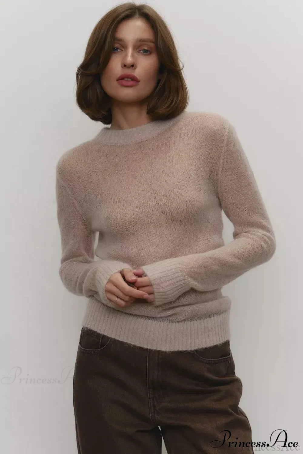 Candy Pastels Sheer Crew Neck Lightweight Knit Top image 13