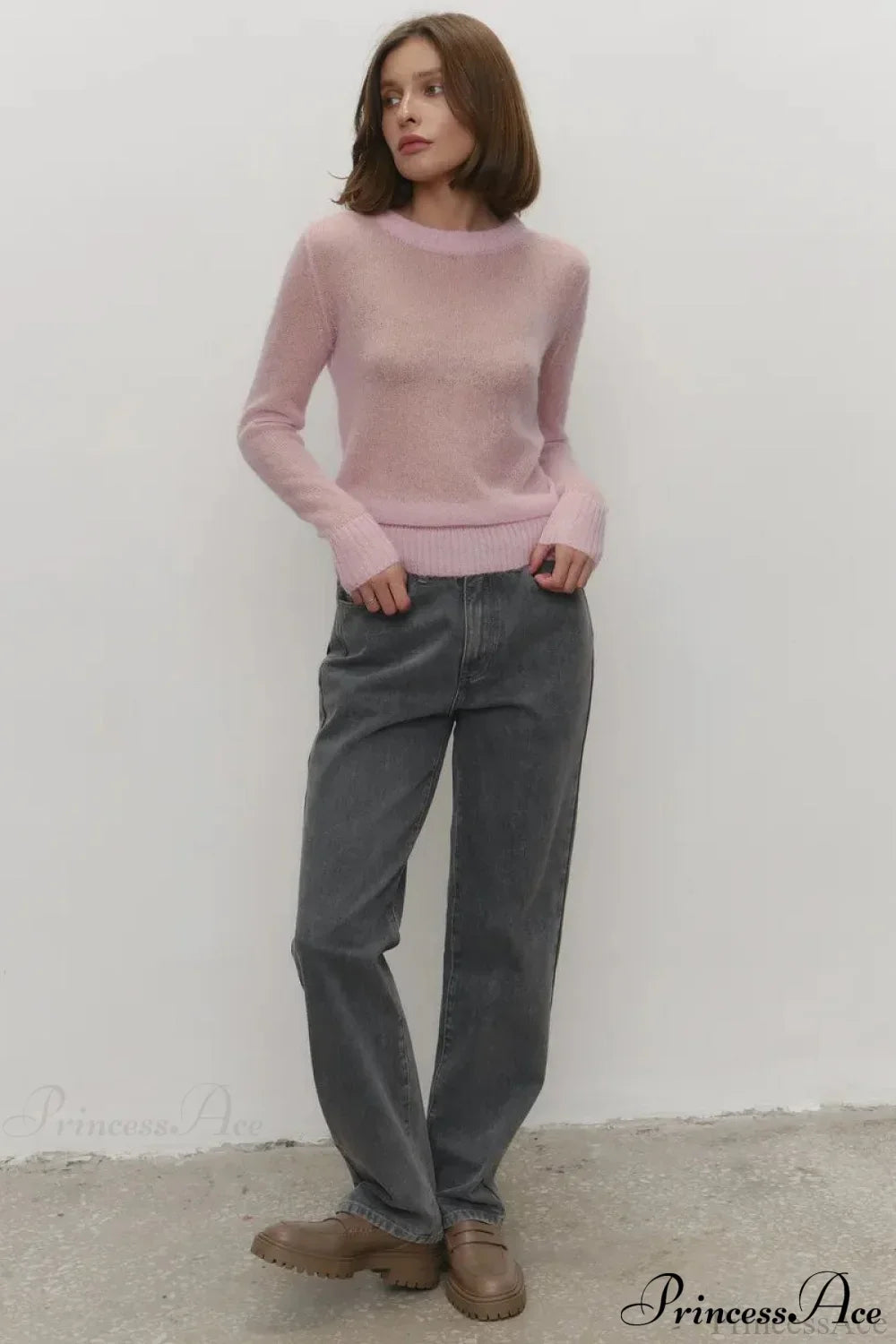Candy Pastels Sheer Crew Neck Lightweight Knit Top image 11