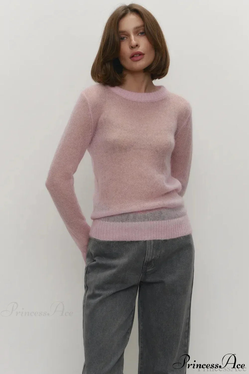 Candy Pastels Sheer Crew Neck Lightweight Knit Top image 10
