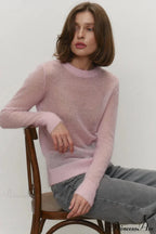 Candy Pastels Sheer Crew Neck Lightweight Knit Top image 7