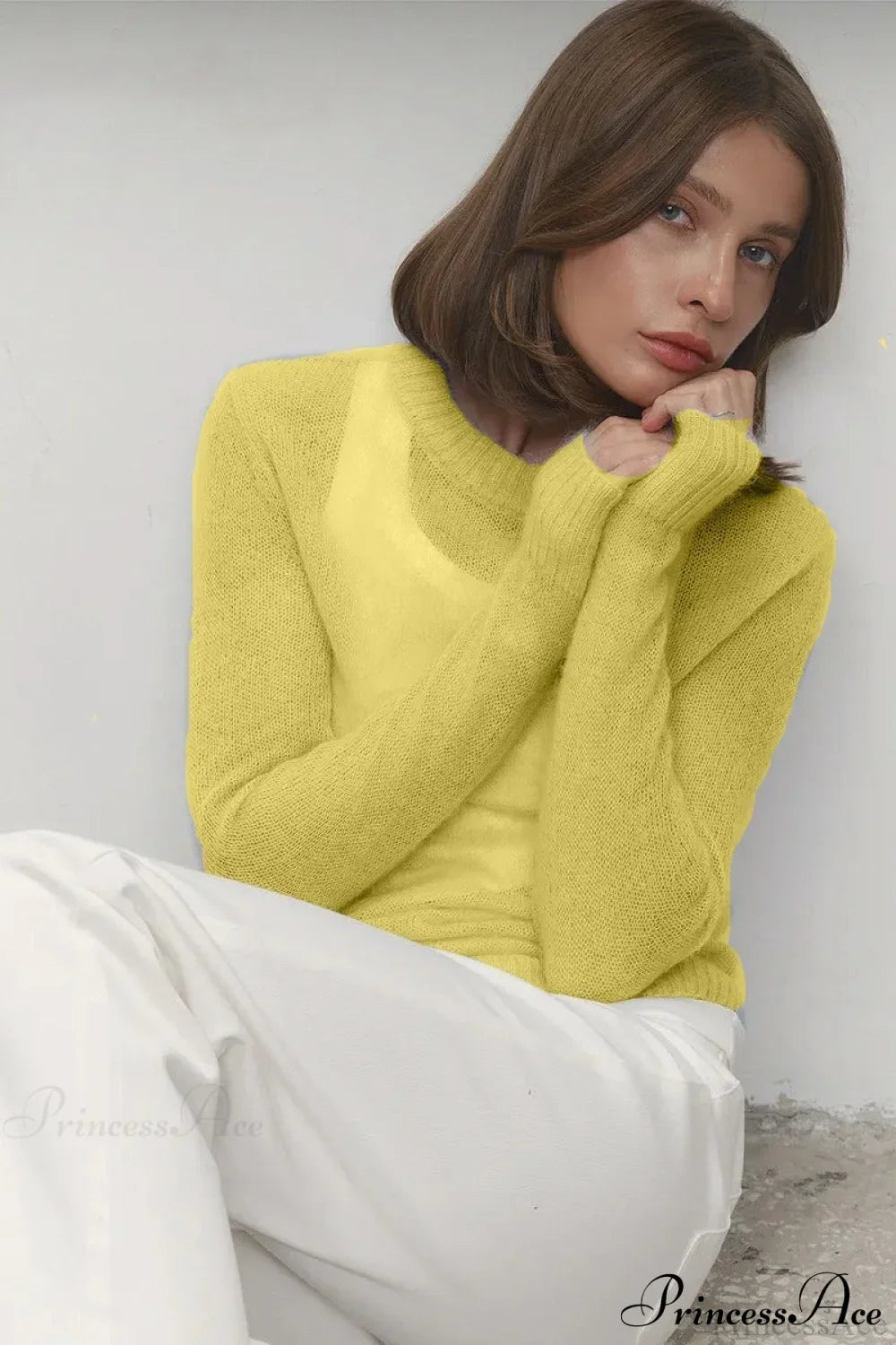 Candy Pastels Sheer Crew Neck Lightweight Knit Top image 18