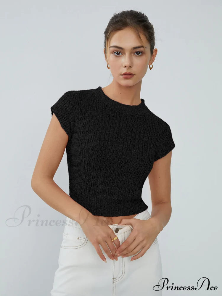 Cap Sleeve Graceful Knit Crop Top image 6