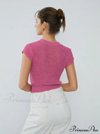 Cap Sleeve Graceful Knit Crop Top image 2