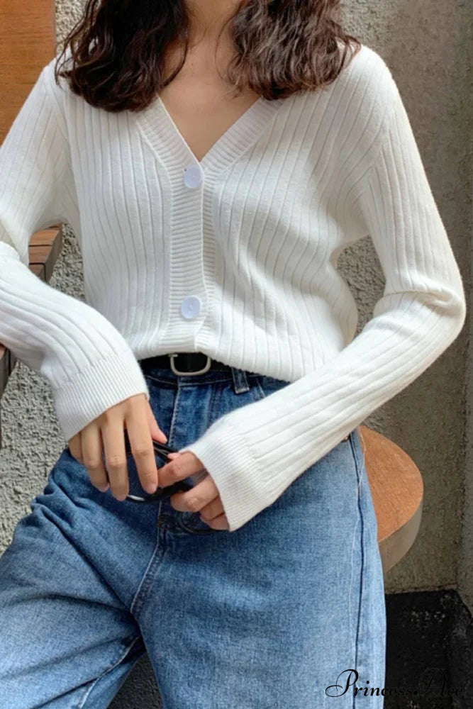 Cardigan Button with Ribbed V-neckline image 2