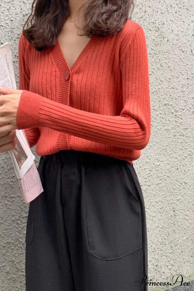 Cardigan Button with Ribbed V-neckline image 12