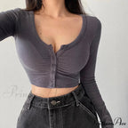 Cardigan V-neck Solid Arm Women's Long Slim Korean - Color image 5