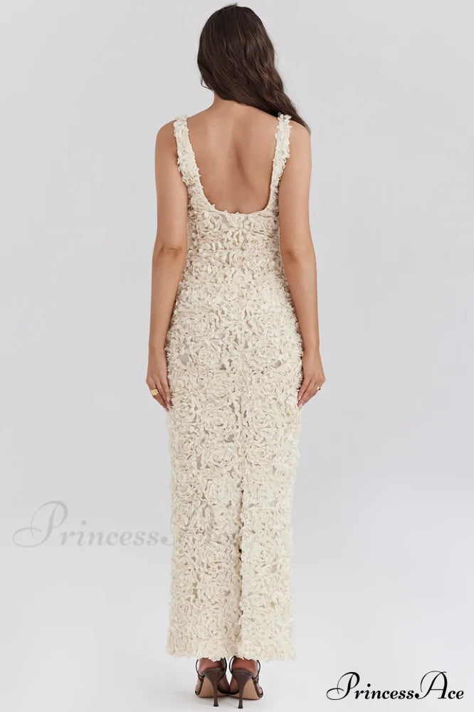 Carena Plunge Floral Charming Applique Maxi Dress image 5