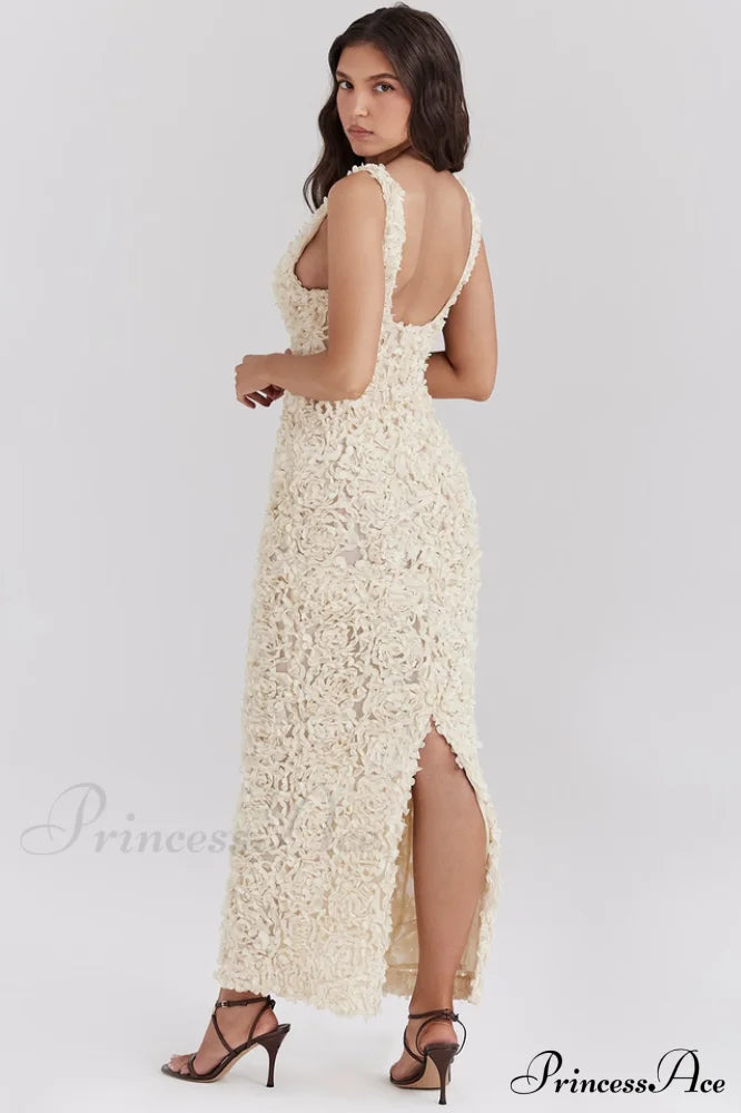 Carena Plunge Floral Charming Applique Maxi Dress image 4