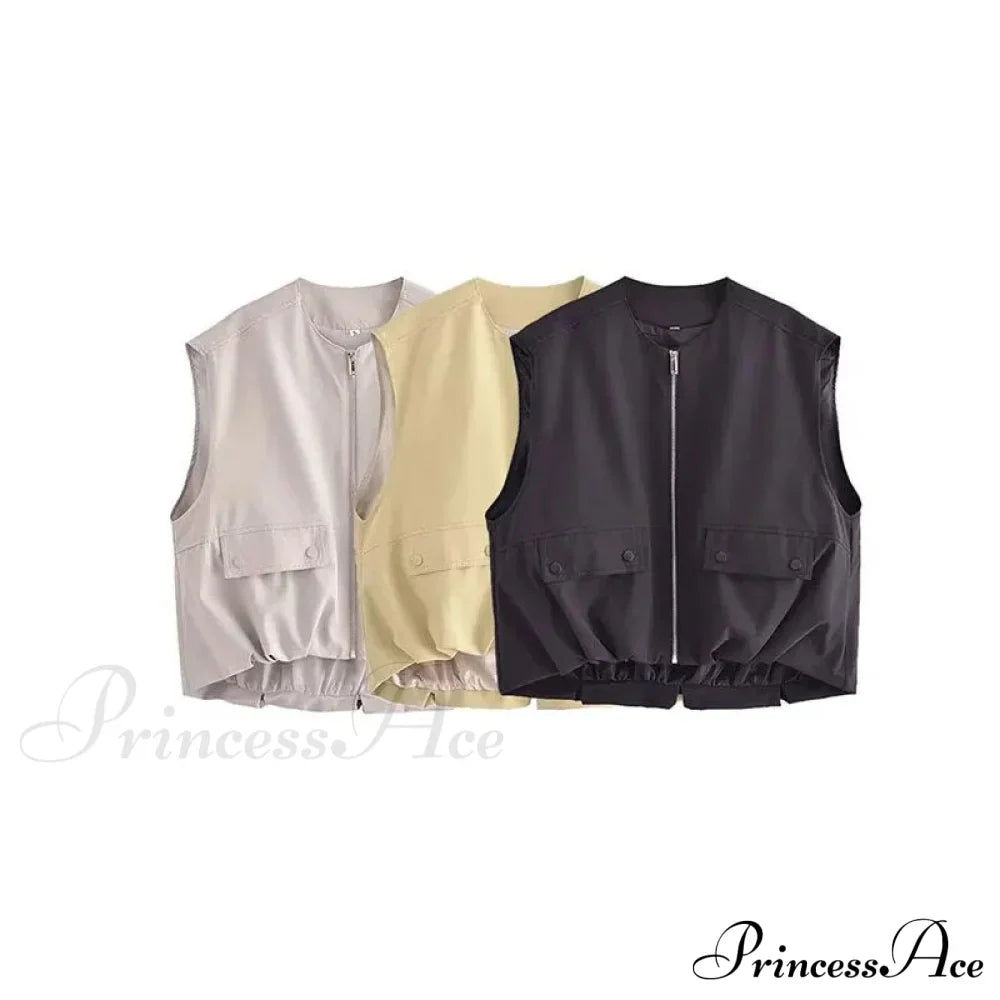 Cargo Pocket Stylish Drawstring Waistcoat image 11