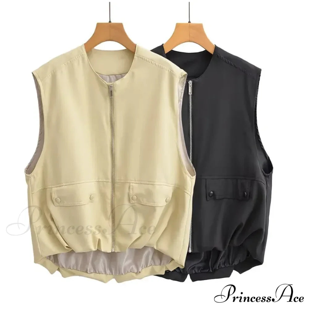 Cargo Pocket Stylish Drawstring Waistcoat image 12