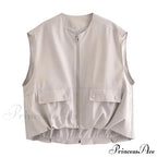 Cargo Pocket Stylish Drawstring Waistcoat image 10