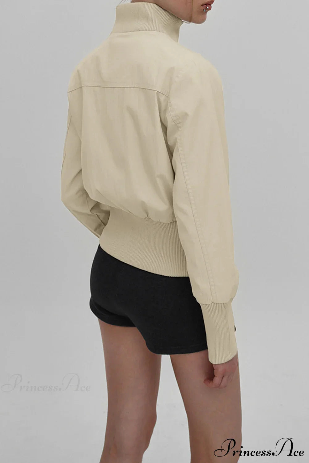 Cargo Zip Pocket Stand Collar Waist Casual Jacket image 4