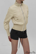 Cargo Zip Pocket Stand Collar Waist Casual Jacket image 3