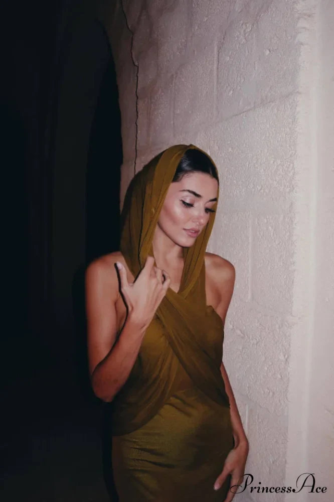 Carleigh Ruche Maxi Charming Dress With Headscarf image 6