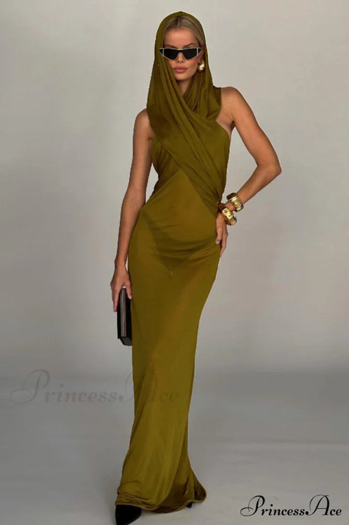 Carleigh Ruche Maxi Charming Dress With Headscarf image 1