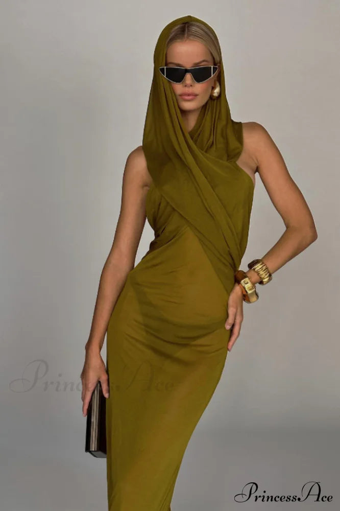 Carleigh Ruche Maxi Charming Dress With Headscarf image 2