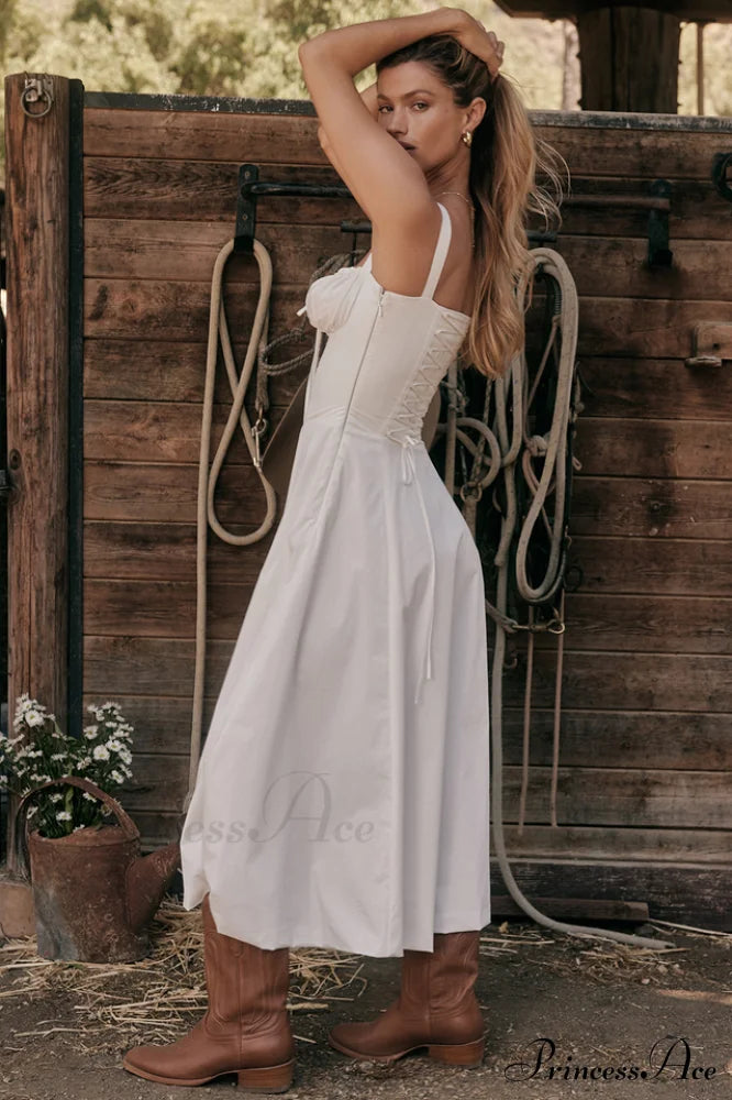 Carmen White Stylish Bustier Sundress image 10