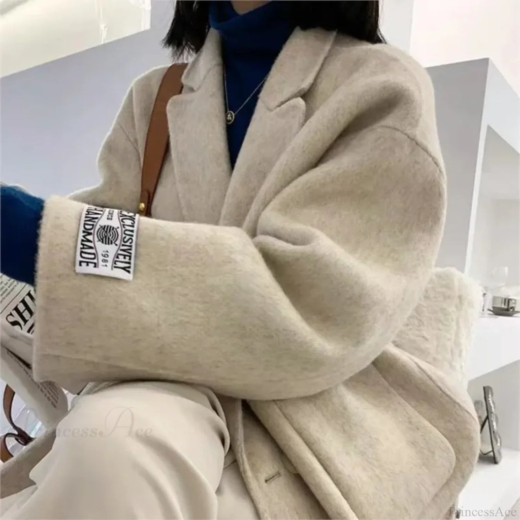 Cashmere Turn-Down Woolen Overcoat image 1