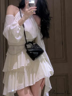 Casual Arm Autumn Korean Party Gown Long Mini Gown Fairy Elegant Fashion Brief Female image 6