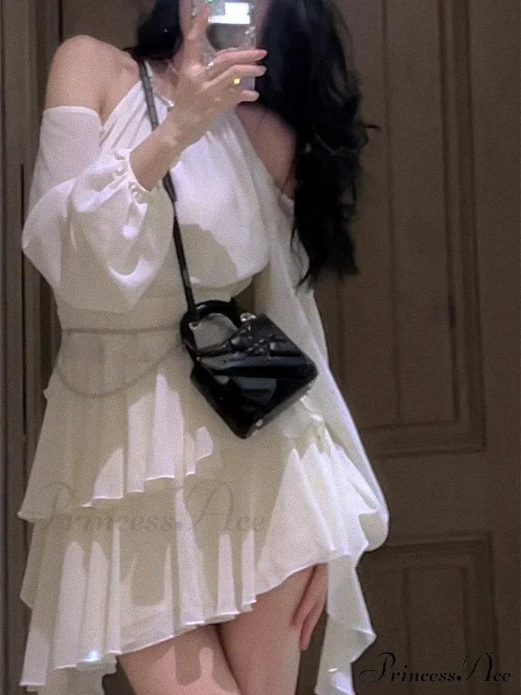 Casual Arm Autumn Korean Party Gown Long Mini Gown Fairy Elegant Fashion Brief Female image 6
