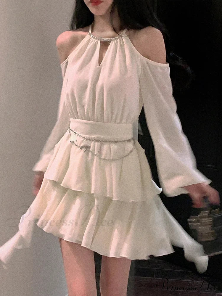 Casual Arm Autumn Korean Party Gown Long Mini Gown Fairy Elegant Fashion Brief Female image 7
