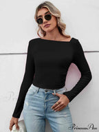 Casual Arm Neck Long Top Basic Asymmetrical T-Shirt image 2
