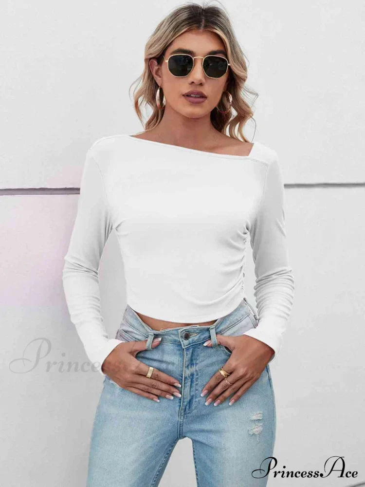 Casual Arm Neck Long Top Basic Asymmetrical T-Shirt image 10