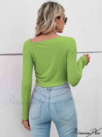 Casual Arm Neck Long Top Basic Asymmetrical T-Shirt image 16