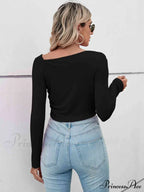 Casual Arm Neck Long Top Basic Asymmetrical T-Shirt image 8