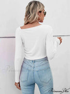 Casual Arm Neck Long Top Basic Asymmetrical T-Shirt image 12