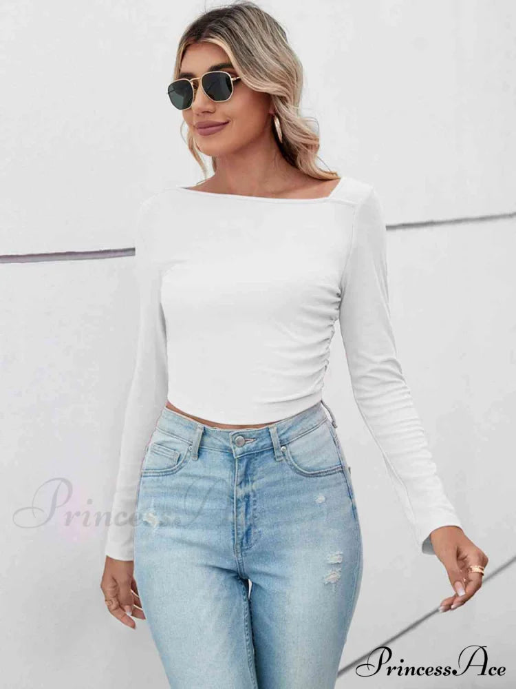 Casual Arm Neck Long Top Basic Asymmetrical T-Shirt image 11