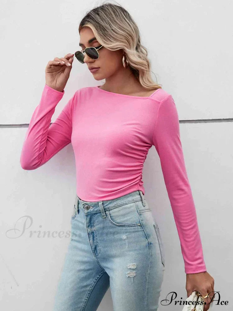 Casual Arm Neck Long Top Basic Asymmetrical T-Shirt image 1