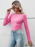 Casual Arm Neck Long Top Basic Asymmetrical T-Shirt image 1