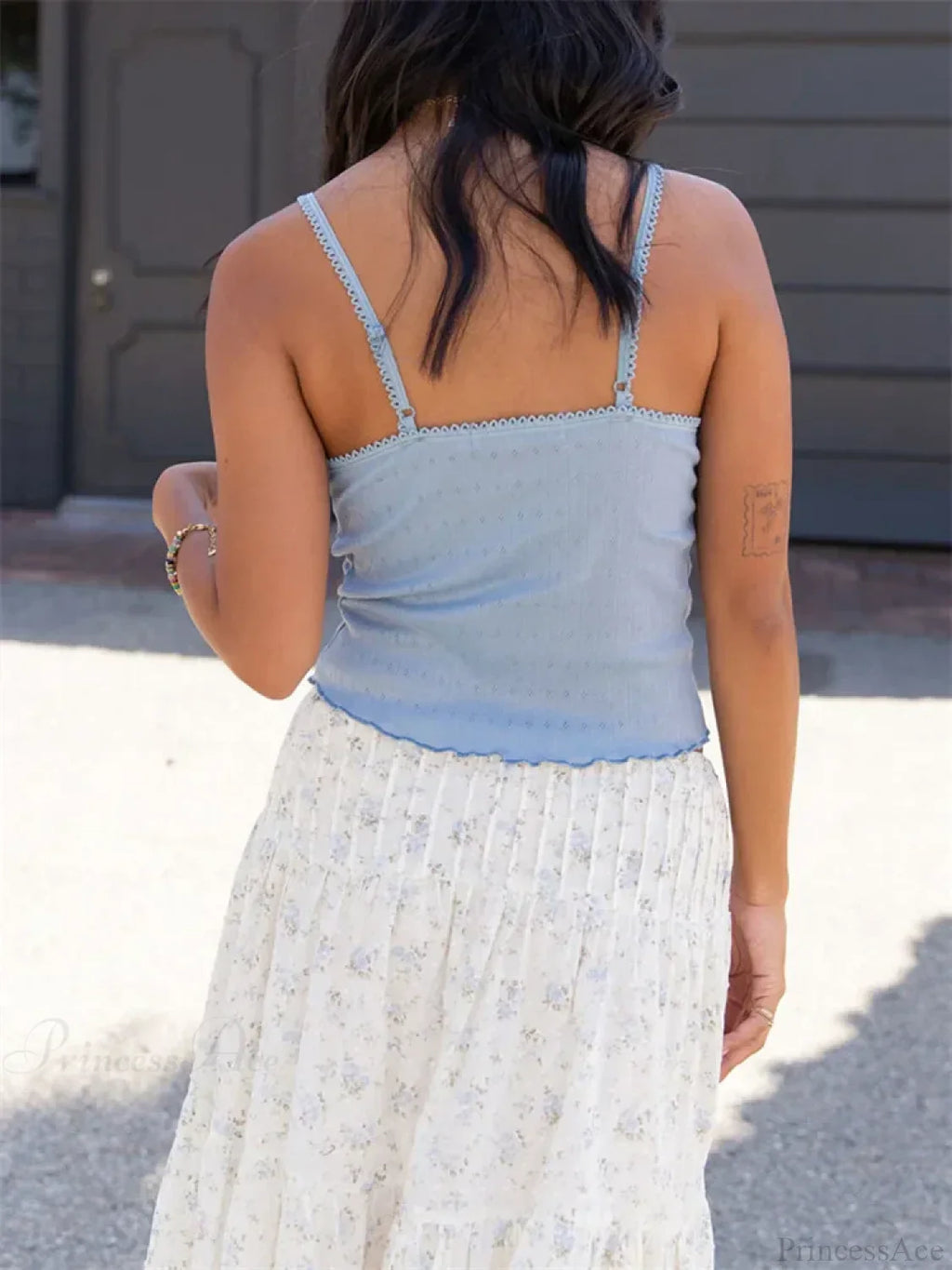 Casual Bow V-neck Lace Tank Crop Top image 6
