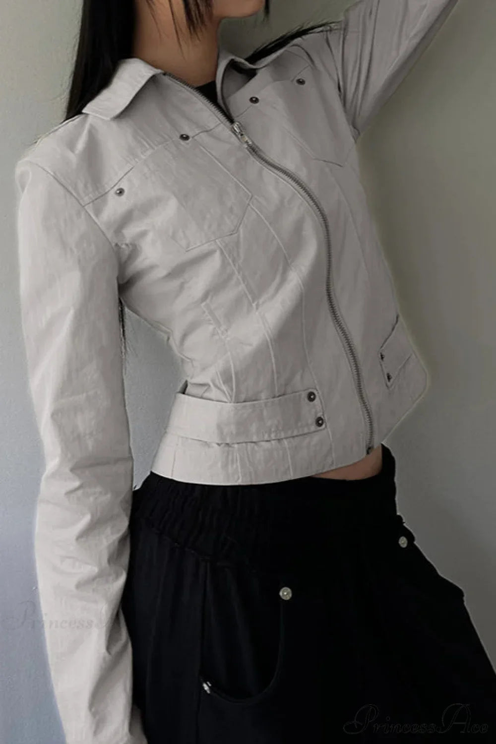 Casual Cargo Solid Lapel Zip Jacket image 3