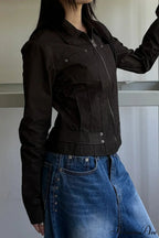 Casual Cargo Solid Lapel Zip Jacket image 5