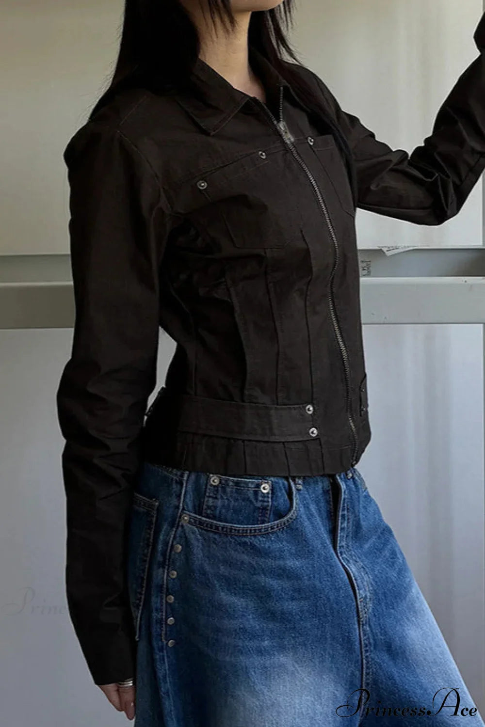 Casual Cargo Solid Lapel Zip Jacket image 5