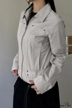 Casual Cargo Solid Lapel Zip Jacket image 2