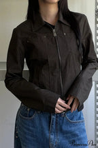 Casual Cargo Solid Lapel Zip Jacket image 6