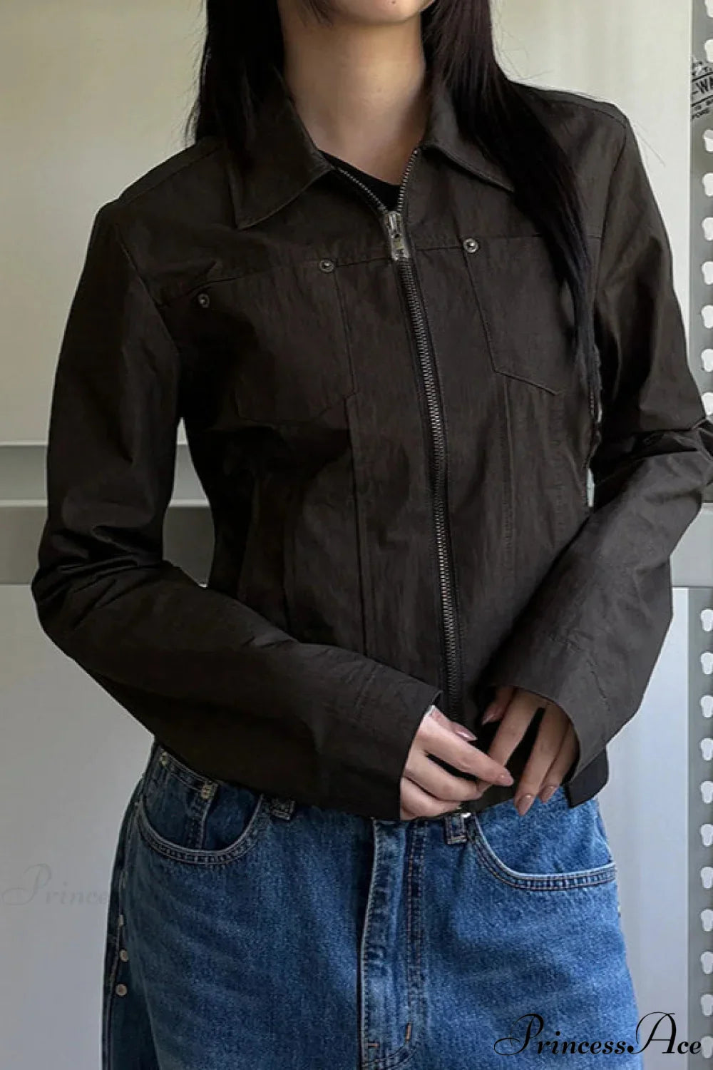 Casual Cargo Solid Lapel Zip Jacket image 6