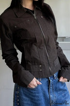 Casual Cargo Solid Lapel Zip Jacket image 4